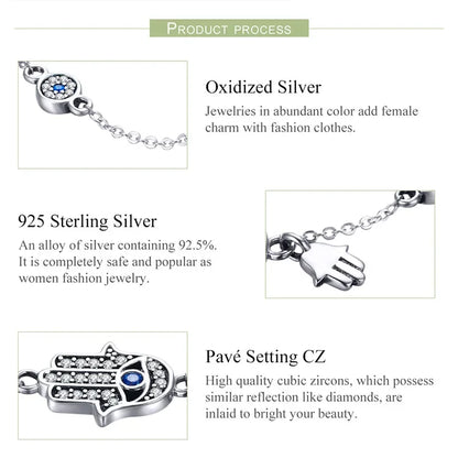Bracelet breloque mauvais œil bleu en argent sterling – Fermoir mousqueton