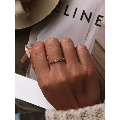 Bague Bande Arc-en-ciel en Argent Sterling 925 avec Zircones Cubiques