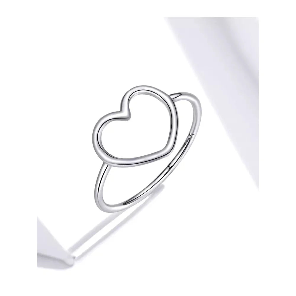 Bague minimale en argent sterling 925 en forme de cœur