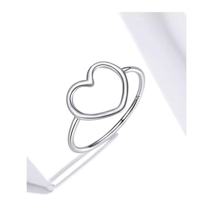 Bague minimale en argent sterling 925 en forme de cœur