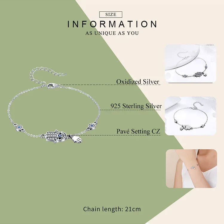 Bracelet breloque mauvais œil bleu en argent sterling – Fermoir mousqueton