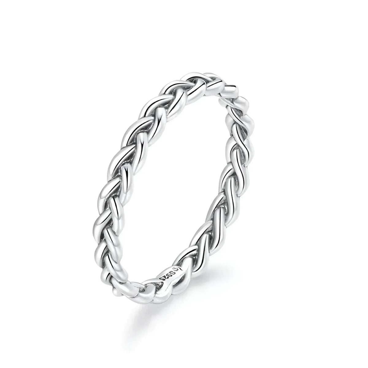 Bagues empilables en argent sterling 925 torsadées à texture tressée - Bijoux raffinés