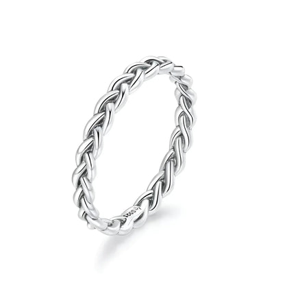 Bagues empilables en argent sterling 925 torsadées à texture tressée - Bijoux raffinés
