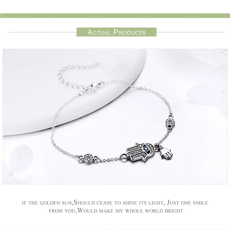 Bracelet breloque mauvais œil bleu en argent sterling – Fermoir mousqueton