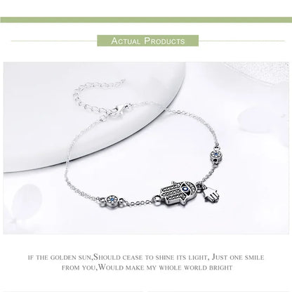 Bracelet breloque mauvais œil bleu en argent sterling – Fermoir mousqueton