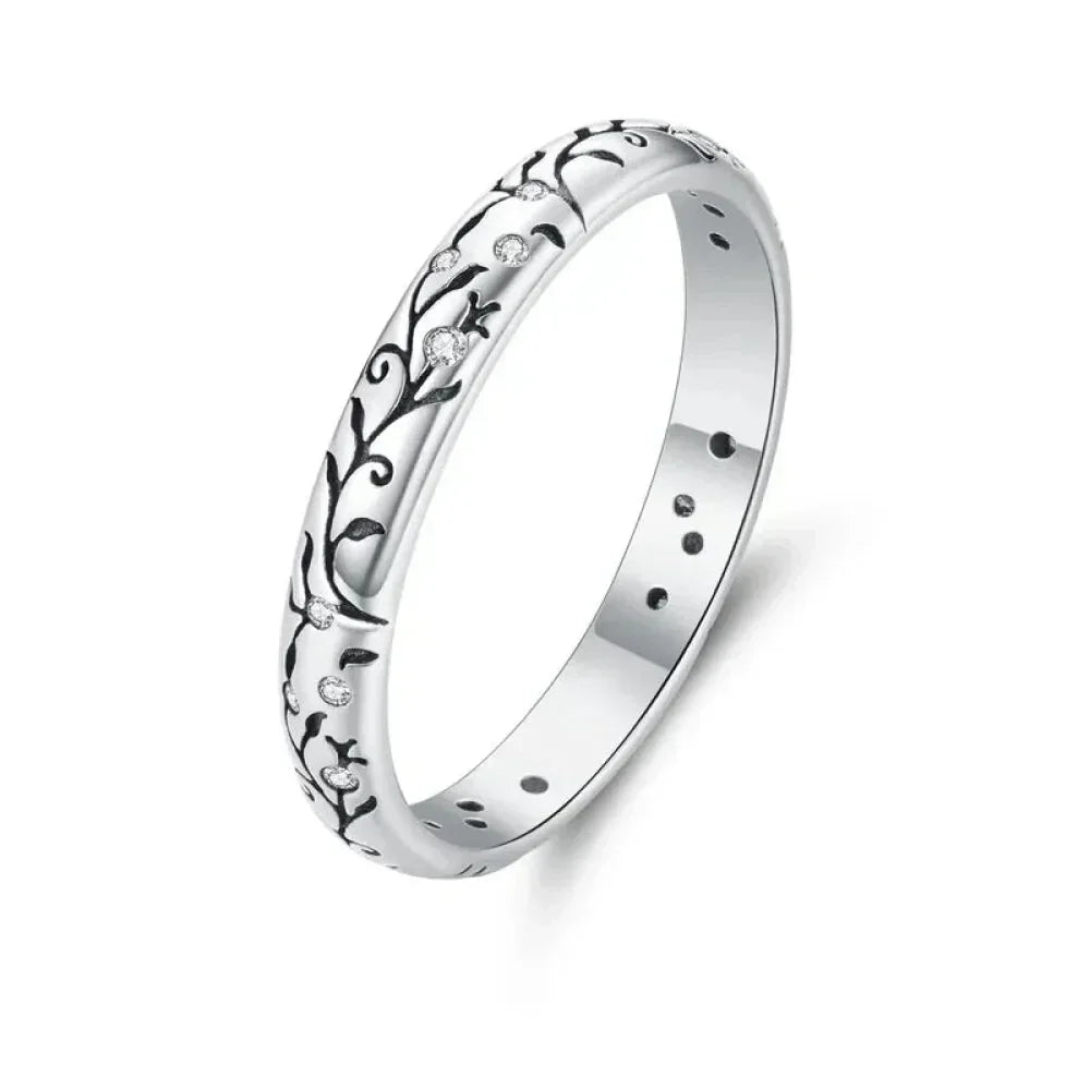 Bague fleurie gaufrée vintage en argent sterling 925
