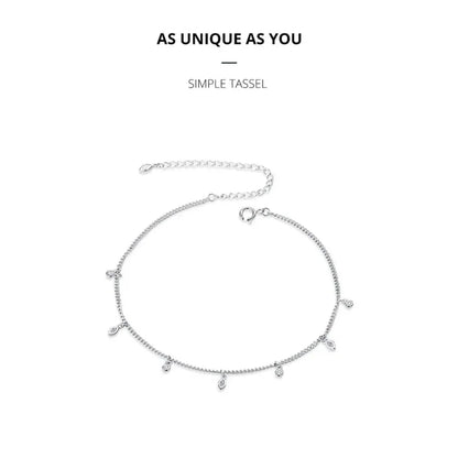 The Minimalist 925 Sterling Silver Tassel Anklet