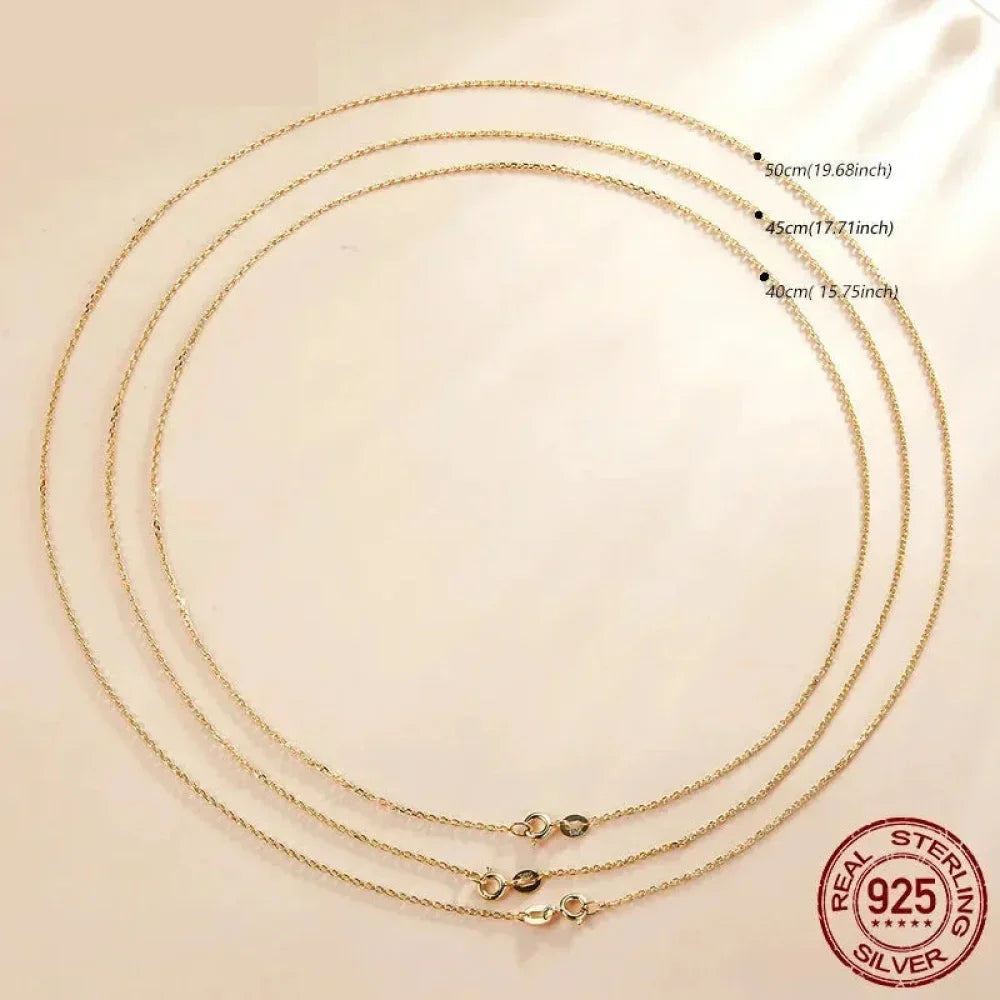 Collier chaîne basique en argent sterling 925 couleur or véritable - Sca016