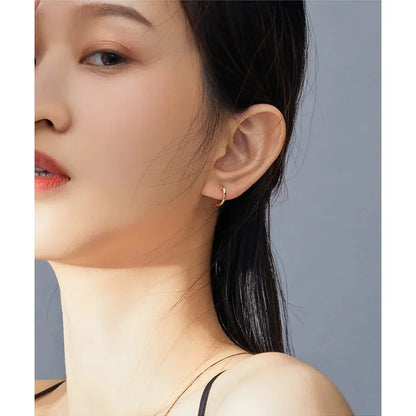 Boucles d'oreilles créoles en argent sterling véritable - Couleur or rose élégante - Bijoux de mode pour femmes SCE808