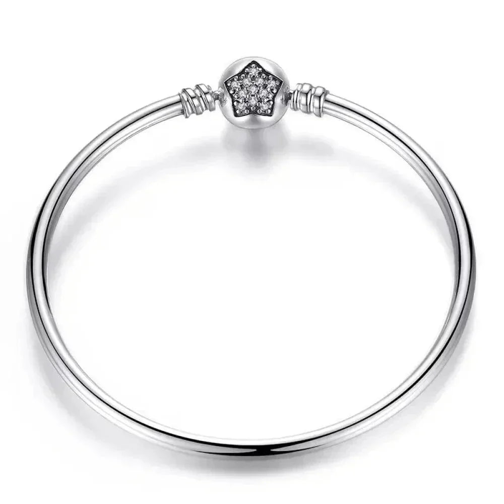Bracelet jonc en chaîne serpent en argent sterling avec pavé de zircones cubiques