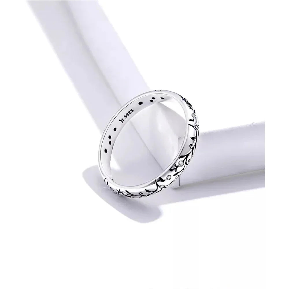 Bague fleurie gaufrée vintage en argent sterling 925