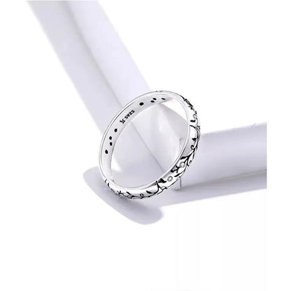 Bague fleurie gaufrée vintage en argent sterling 925