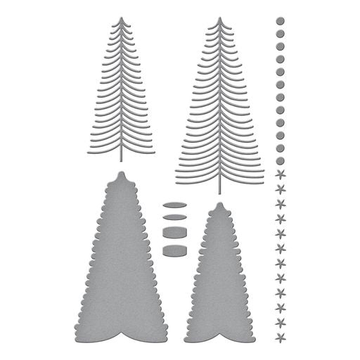 Matrices de découpe Duo d'arbres en forme de brosse de la collection Classic Christmas