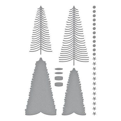 Matrices de découpe Duo d'arbres en forme de brosse de la collection Classic Christmas