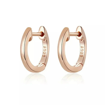 Boucles d'oreilles créoles en argent sterling véritable - Couleur or rose élégante - Bijoux de mode pour femmes SCE808