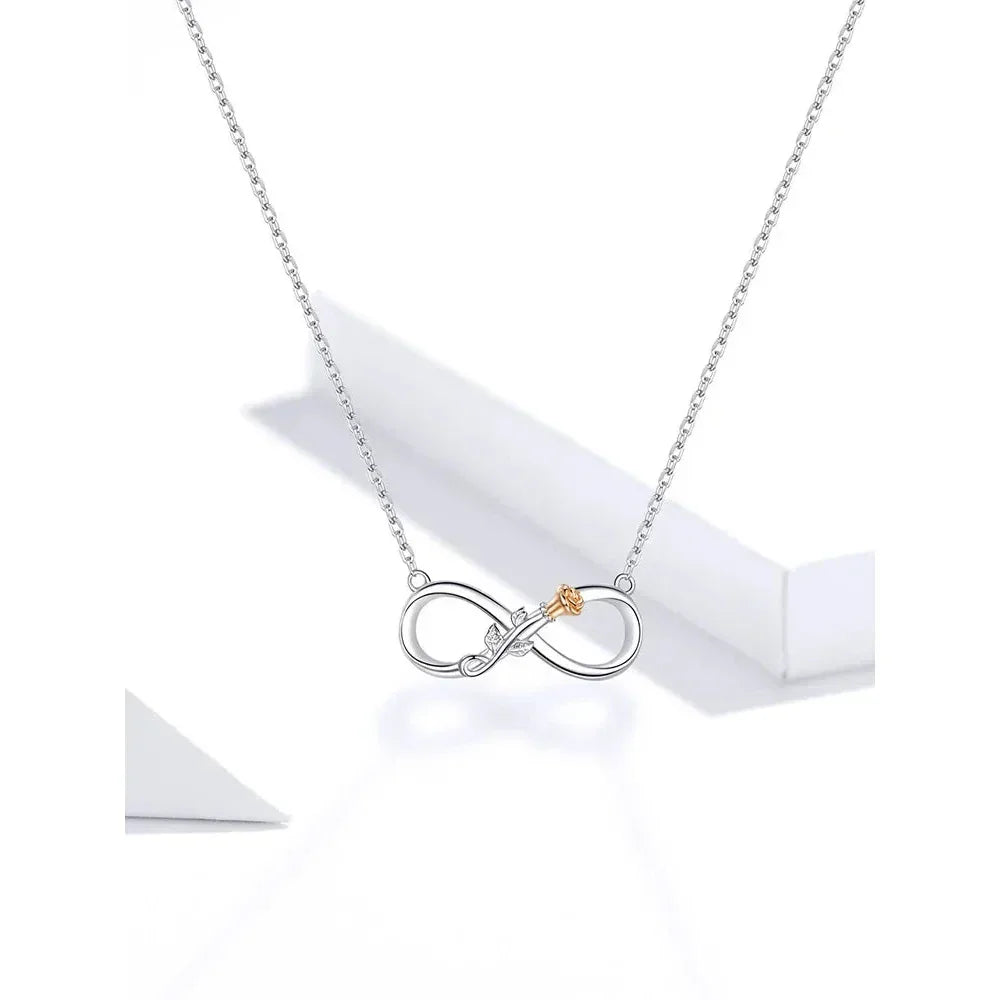 Rose Délicate : Ras-de-cou en Argent Sterling avec Motif Infini