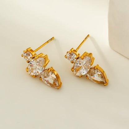 HAMPTONS: Boucles d'oreilles clous Zircone (CZ) Radiance Trio en or