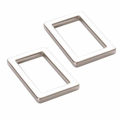 Anneau rectangulaire plat 2,5 cm nickel lot de deux