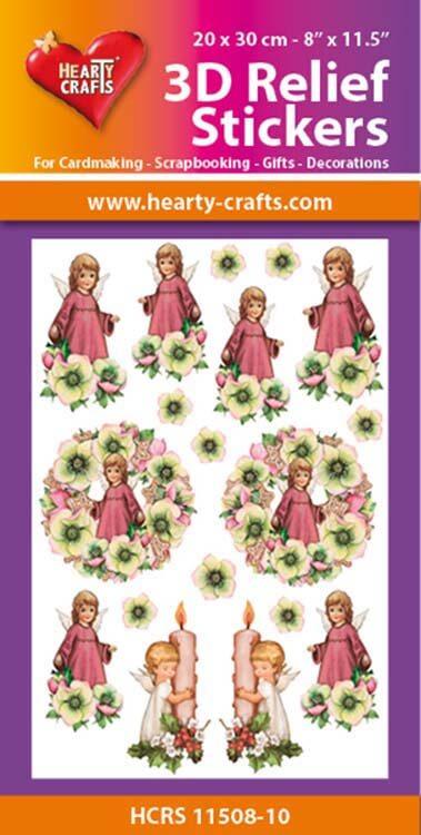 Autocollants 3D en relief A4 Hearty Crafts – Petits Anges/Fleurs