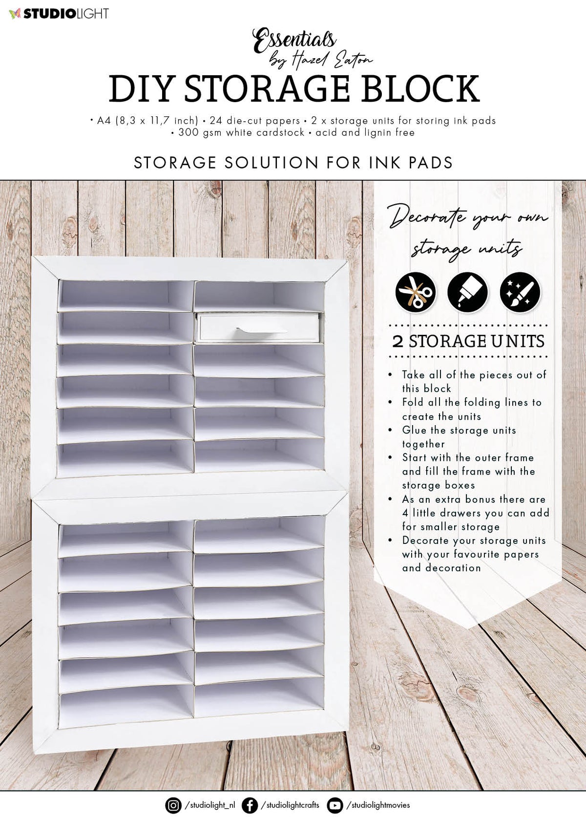 HEN DIY Bloc de rangement pour encre 210x294x5mm 24 feuilles n°57