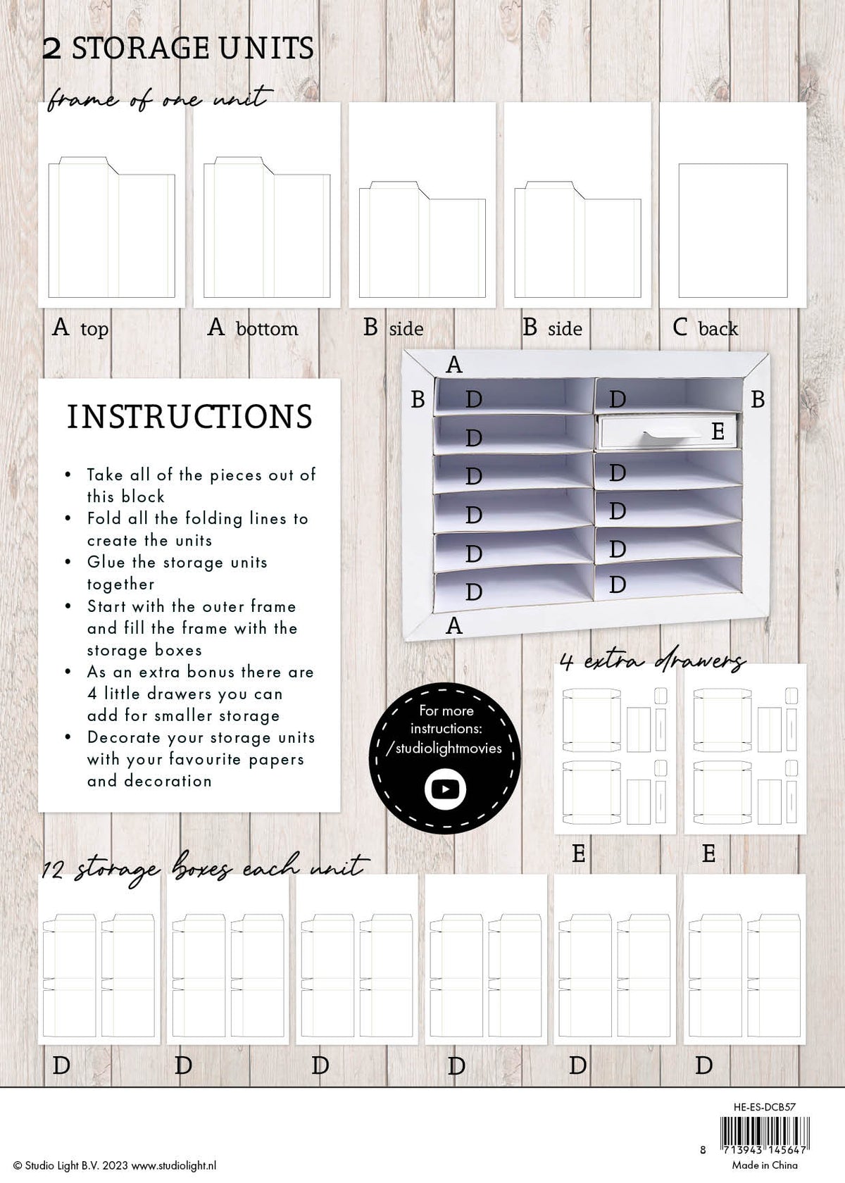 HEN DIY Bloc de rangement pour encre 210x294x5mm 24 feuilles n°57