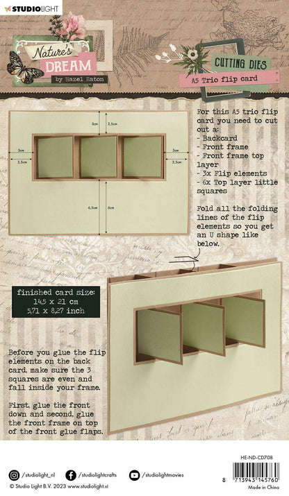 HEN Matrices de découpe A5 Trio Flip Card Natures Dream 145x210x1mm 6 PC nr.708