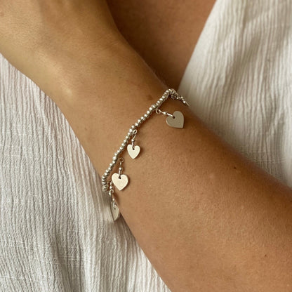 Bracelet extensible cœur plaqué argent