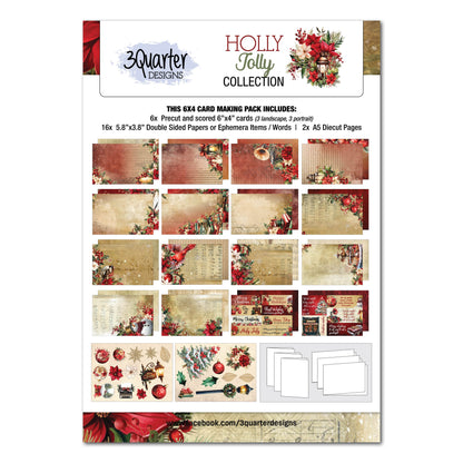 3Quarter Designs Holly Jolly 6x4 Card Pack