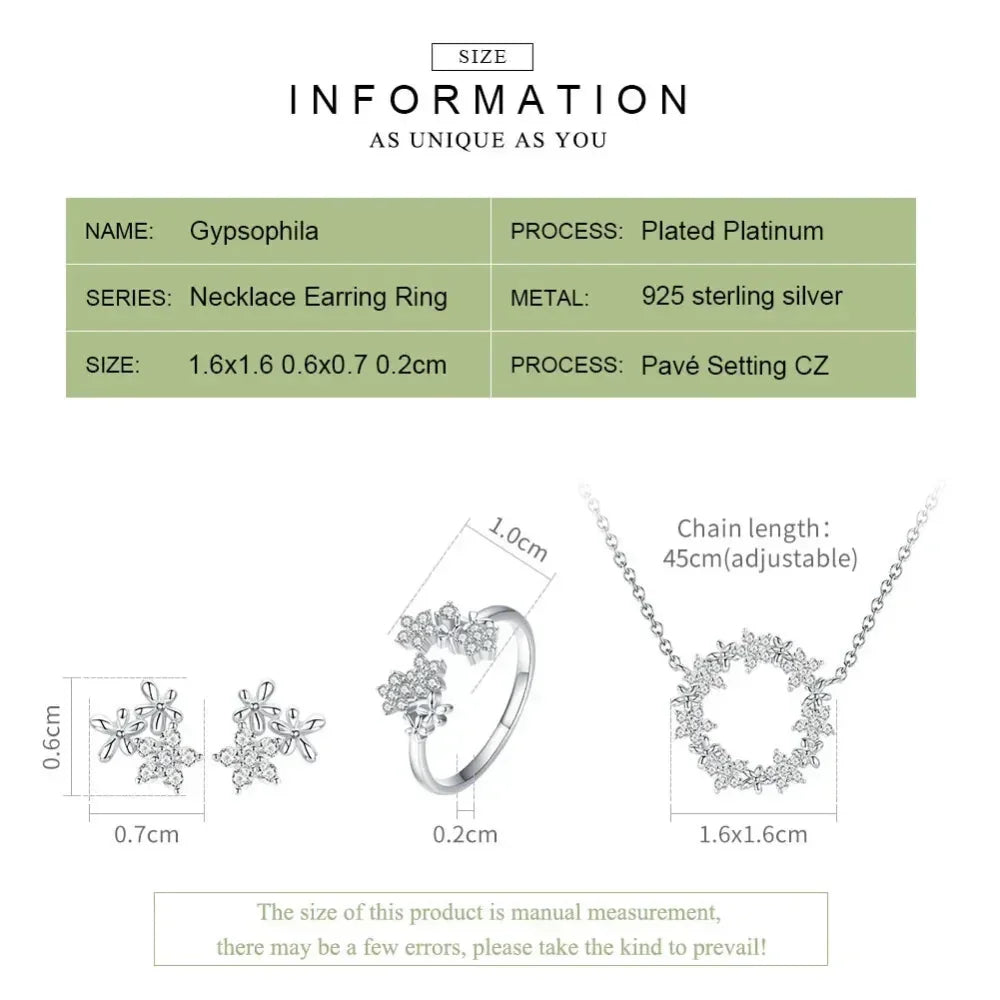 Nuit Étoilée Scintillante : Parure Collier et Bague en Argent 925 avec Oxyde de Zirconium