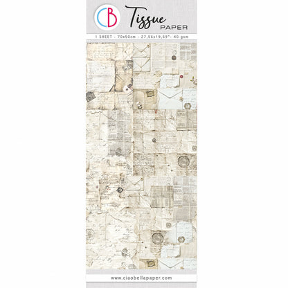 Papier de soie 69x49 cm 27.66"x19.29" Lettre manuscrite ancienne