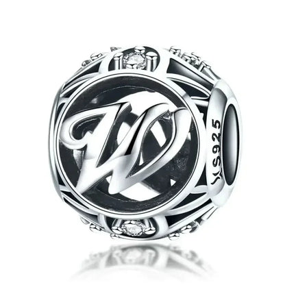 Perle breloque initiale en argent sterling 925