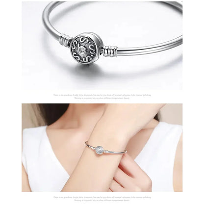 Bracelet jonc en chaîne serpent en argent sterling avec pavé de zircones cubiques