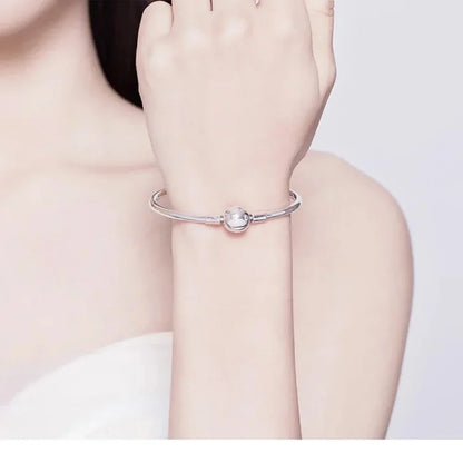 Bracelet jonc en chaîne serpent en argent sterling avec pavé de zircones cubiques