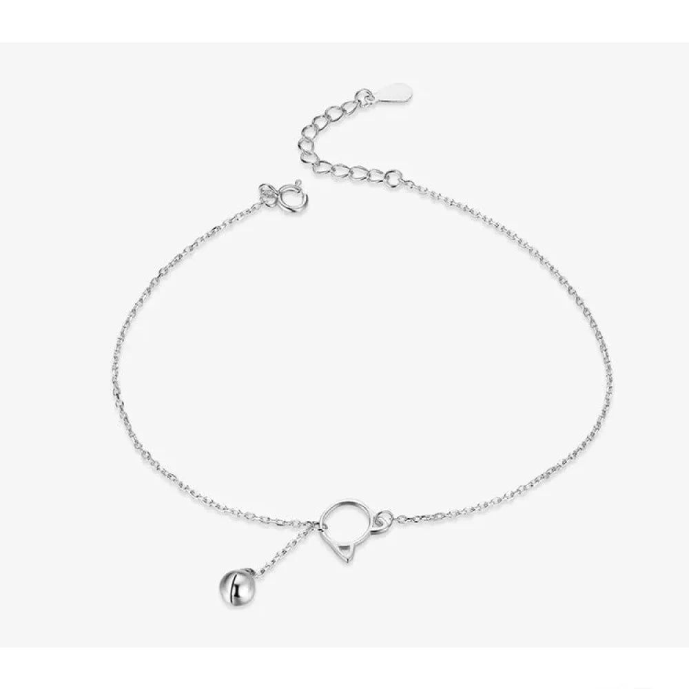 La Chevillère Chat & Clochette Fantaisie en Argent Sterling 925