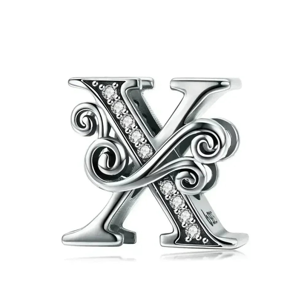 Pendentif Initiales en argent sterling 925 ajouré vintage