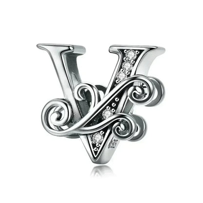 Pendentif Initiales en argent sterling 925 ajouré vintage