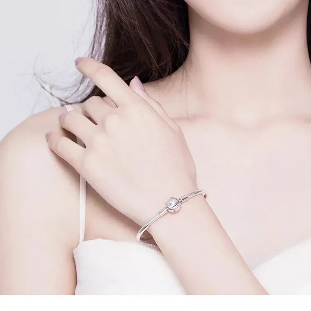 Bracelet jonc en chaîne serpent en argent sterling avec pavé de zircones cubiques
