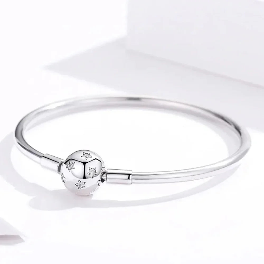 Bracelet jonc en chaîne serpent en argent sterling avec pavé de zircones cubiques