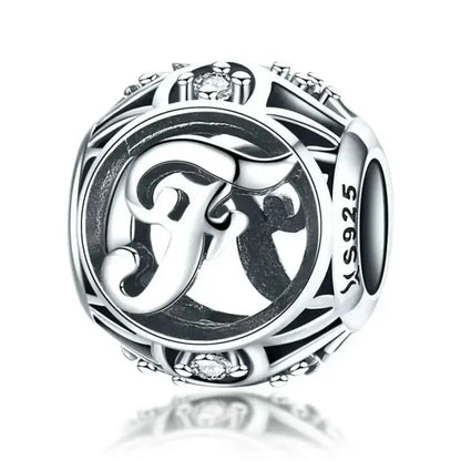 Perle breloque initiale en argent sterling 925