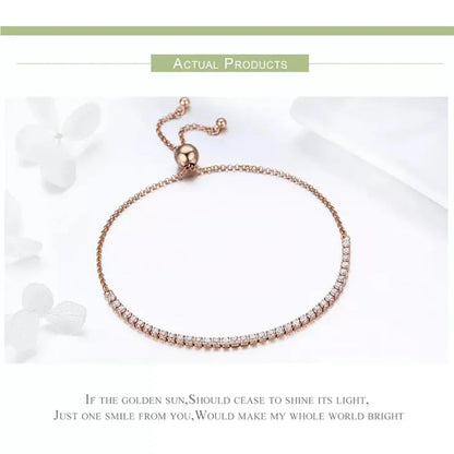 Bracelet de tennis en argent sterling avec oxydes de zirconium – Plaqué or 14K, réglable