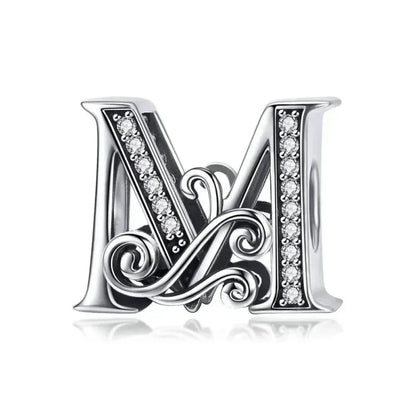 Pendentif Initiales en argent sterling 925 ajouré vintage