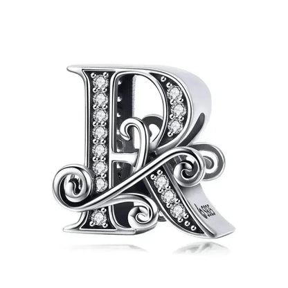 Pendentif Initiales en argent sterling 925 ajouré vintage