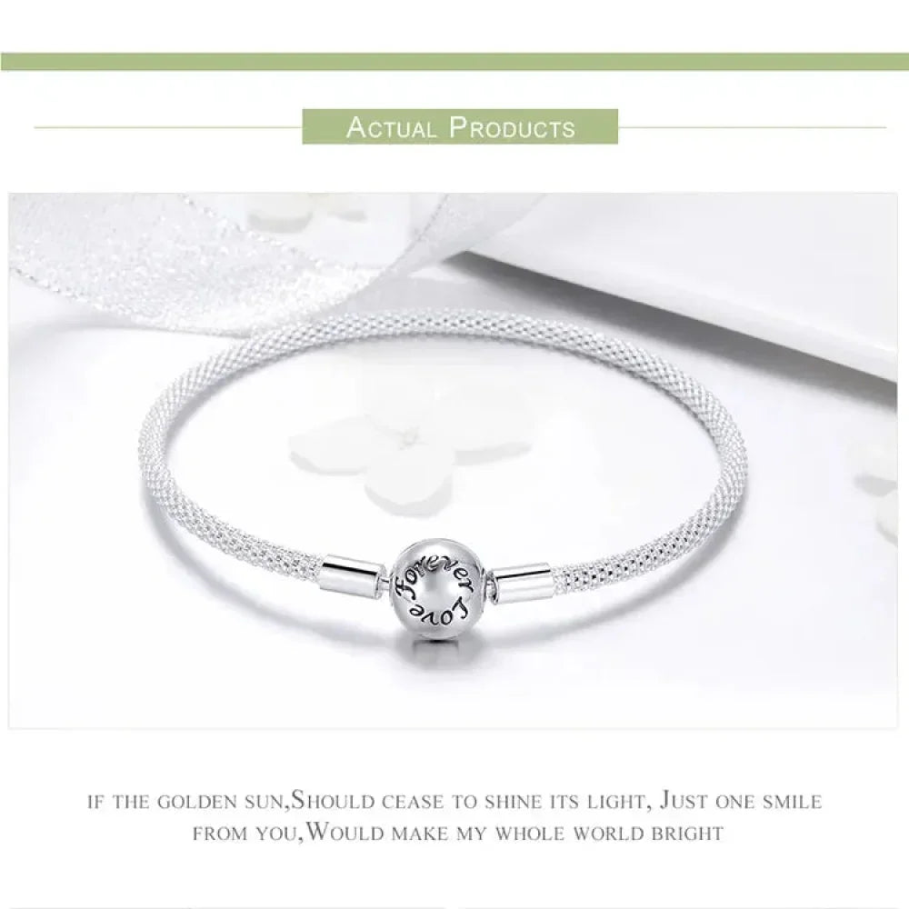 Bracelet de charme en mailles d'argent sterling – Perle « Amour éternel »