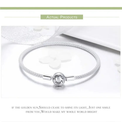 Bracelet de charme en mailles d'argent sterling – Perle « Amour éternel »