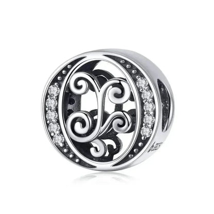 Pendentif Initiales en argent sterling 925 ajouré vintage