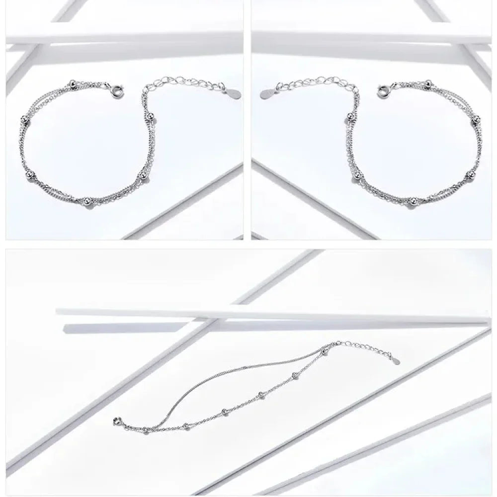 Bracelet à double chaîne en argent sterling 925