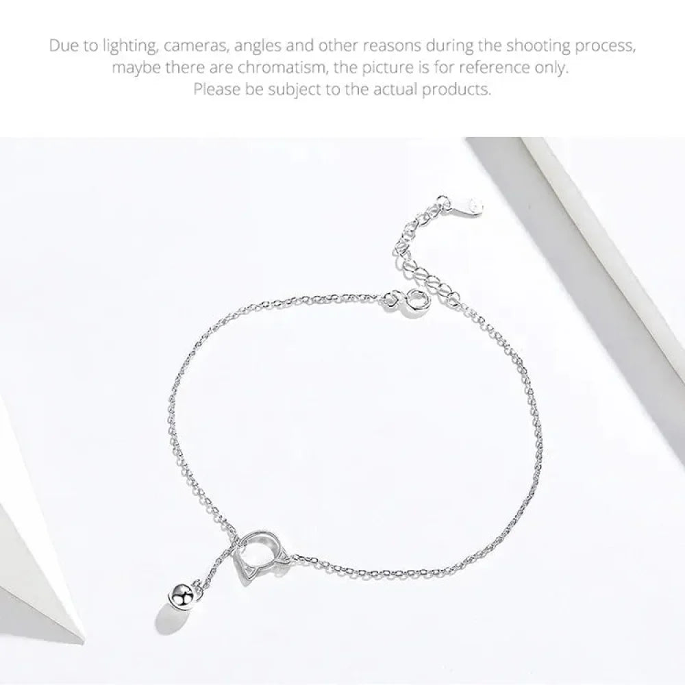 La Chevillère Chat & Clochette Fantaisie en Argent Sterling 925