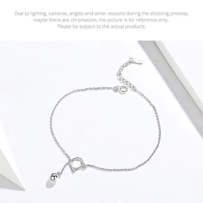 La Chevillère Chat & Clochette Fantaisie en Argent Sterling 925