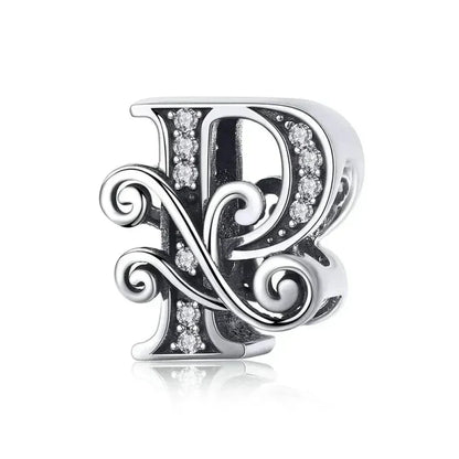 Pendentif Initiales en argent sterling 925 ajouré vintage