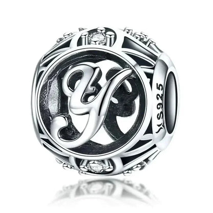 Perle breloque initiale en argent sterling 925